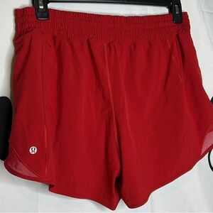 red lululemon shorts